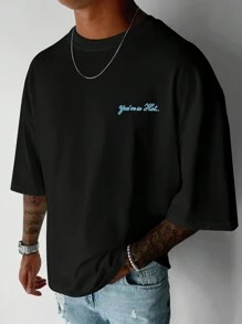 Men's Casual Round Neck Car Logo Printed T-Shirt, Suitable For Commuting