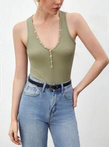 BizChic 女士釦紋無袖連身衣 - 綠色 - 查看 5