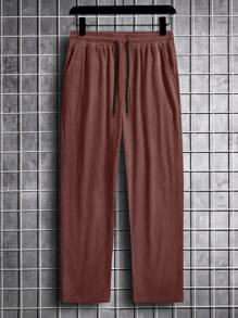 Manfinity Hypemode 男士鬆身灰色燈芯絨褲子 - 酒紅色 - 查看 3