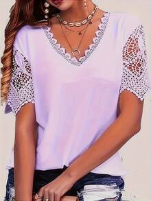 Plus Size Lace Patchwork T-Shirt