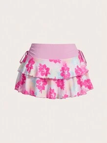 SHEIN MOD Pleated Waist Printed Mini Skirt - Multicolor - View 2