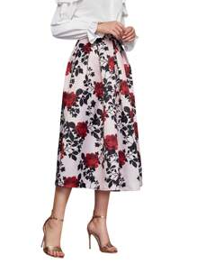 SHEIN Clasi Boxy Pleated Floral Print Skirt - Multicolor - View 4
