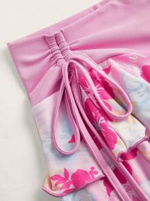 SHEIN MOD Pleated Waist Printed Mini Skirt - Multicolor - View 7