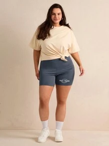 Forever 21 大尺碼女性字母印花短褲襪 - 深灰色 - 查看 5