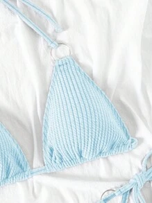 Swim Mod Summer Beach Women's Halter Neck Separated Bikini Set - Baby Blue - View 4