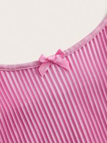 SHEIN MOD Màu hồng Xếp li A-line Váy Dây Với Bowknot Và Ngực Đồ trang trí - Hồng - Xem 4