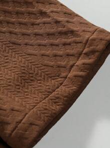 Manfinity Homme Men's Vacation Casual Style Jacquard Knit Short-Sleeve Shirt And Shorts Set, For Hawaiian Beach Vacations, Music Festivals, And Everyday Wear. Great Gift For Boyfriends Or Husbands, Cozy Outfits - Coffee Brown - View 4