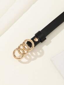 1 件女士时尚细腰带，带 3 个小圆扣，休闲，时尚，夏季新品，夏季，学校秋季，秋季，万圣节 - 黑色 - 查看 4