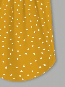 EMERY ROSE Blusa de mujer con estampado de lunares, mangas de pétalos plisados - Amarillo - Ver 3