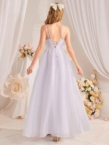 Elegantes, minimalistisches, einfarbiges, hochgeschnittenes A-Linien Trägerkleid für die Hochzeit