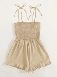 Breezaya Women's Front Tie Wrap Cami Romper - Khaki - View 2