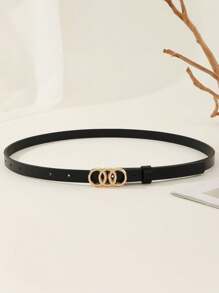 1 件女士时尚细腰带，带 3 个小圆扣，休闲，时尚，夏季新品，夏季，学校秋季，秋季，万圣节 - 黑色 - 查看 3