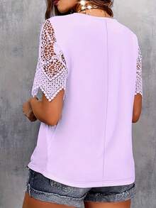 Plus Size Lace Patchwork T-Shirt