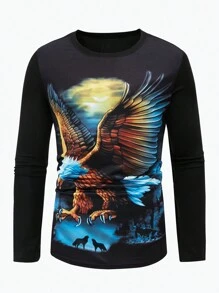 Manfinity LEGND Men Eagle Graphic Printed Long Sleeve Casual T-Shirt, For Going Out, For Husband