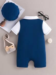 Souflis Souflis 男婴二合一拼接背心连体衣（带帽子），绅士装