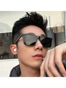 1 chiếc kính thời trang Unisex hợp thời trang phong cách Hàn Quốc phụ kiện đi biển kính râm - màu đen - Xem 2