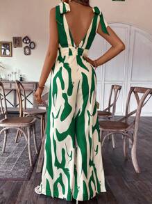 SHEIN Unity Ladies' Random Printed Wide-Leg Jumpsuit - Green - View 2