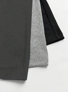 SHEIN Unity 3 件套短袖圆领 T 恤，可调节松紧腰围，羊毛喇叭裤，休闲装 - 彩色 - 查看 3