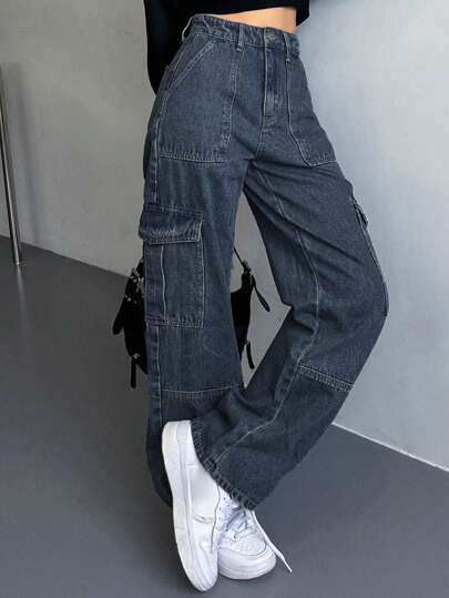 DAZY Pantalones vaqueros de pierna recta para trabajo, ropa de vuelta al colegio