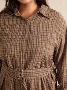 Forever 21 Kích thước lớn Của phụ nữ Kẻ sọc Tay áo dài Váy sơ mi - Nhiều màu - Xem 4