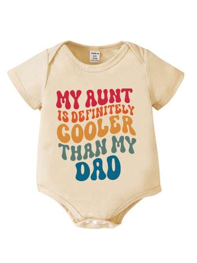 SHEIN Playful Pals Baby Girl Söt slogan mönster Casual kortärmad bodysuit för sommaren