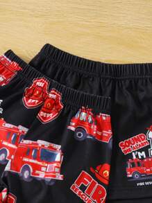 SHEIN 2pcs/Set Baby Boys' Popular Car Pattern Tank Top And Shorts Summer Sports Outfits