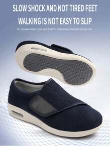 Zapatos Para Diabéticos Para Hombre, Zapatos Extragruesos Para Ancianos, Zapatos Anchos Para Caminar Para Hombre, Cierre Ajustable - Negro - Ver 1