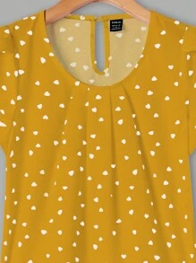 EMERY ROSE Blusa de mujer con estampado de lunares, mangas de pétalos plisados - Amarillo - Ver 5