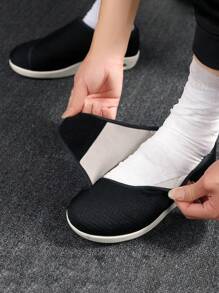 Zapatos Para Diabéticos Para Hombre, Zapatos Extragruesos Para Ancianos, Zapatos Anchos Para Caminar Para Hombre, Cierre Ajustable - Negro - Ver 3