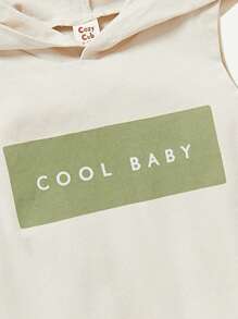 Cozy Pixies 嬰兒男寶寶字母印花無袖連帽上衣和短褲套裝 - 綠色 - 查看 6