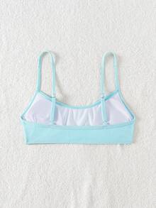 SHEIN Swim 女士纯色比基尼上衣，夏季沙滩泳装 - 薄荷藍 - 查看 4