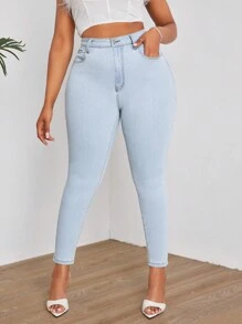 Plus Size Slim Fit Jeans - Light Wash - View 6