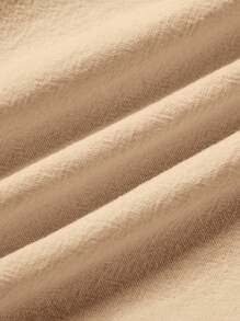 Cozy Pixies Baby Boy's Stand Collar Half Placket Solid Casual Short Sleeve Top 2pcs/Set - Khaki - View 7