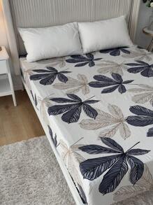 1 cearșaf cu model de frunze de copac, buzunar adânc de 35 cm, cearșaf cu elastic 100% poliester, ușor și elegant, moale la atingere, asemănător unui nor, cearșaf cu elastic în stil minimalist modern pentru dormitor, se potrivește cu diferite dimensiuni de pat - Multicolor - Vizualizare 9