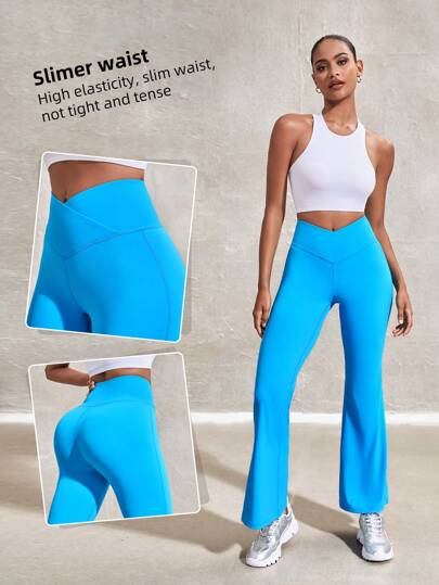 Lifespree High Waist Bodycon Butt-Lifting Flared Sports Pants For Running, Yoga And Exercise