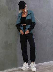 Chiquease Women's Hooded Zippered Jacket And Jogger Pants Set - Dusty Blue - View 6