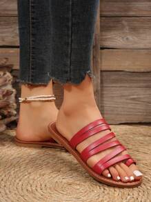 รองเท้าแตะแฟชั่นลำลอง, รองเท้าแตะแบบสวมหูหนีบสำหรับผู้หญิง, ชุดฤดูร้อน - สีแดง - ดู 6
