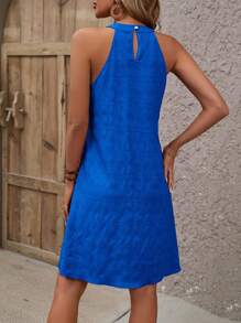 SHEIN Clasi Vestido sin mangas de cuello halter y unicolor para mujer - azul real - Ver 2