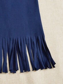 SHEIN VCAY 2pcs/Set Ladies' Solid Color Simple Style Short Dress With Fringe Hem Design - Multicolor - View 3