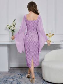 Modelyn Women's Fuzzy Trimmed Bell Sleeve Dress