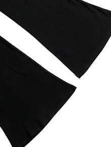 Fashionable European And American Style Elastic Waist Casual, Sexy, Street Style, Simplistic, Commute, Lovely, Bell-Bottomed Trousers