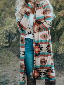 Áo khoác dài in họa tiết hình học cổ điển thời trang mới - Nhiều màu - Xem 7