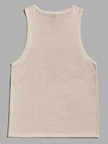 GENTILAND Nam Dệt kim Áo ba lỗ Với In thực vật - Màu Khaki - Xem 2