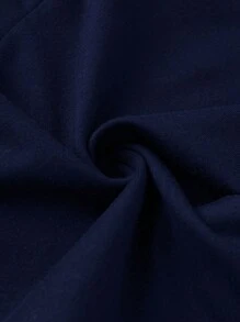Zolique 女士圓領純色短袖t恤和短褲套裝 - 藏蓝色 - 查看 7