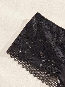 3pcs/Set Plus Size Women's Solid Color Lace Panties