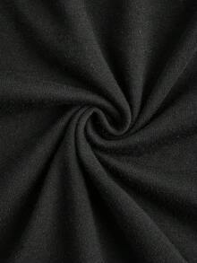 SHEIN 簡約休閒孕婦連身裙,印有嬰兒標語圖案,短袖中長款 - 黑色 - 查看 6