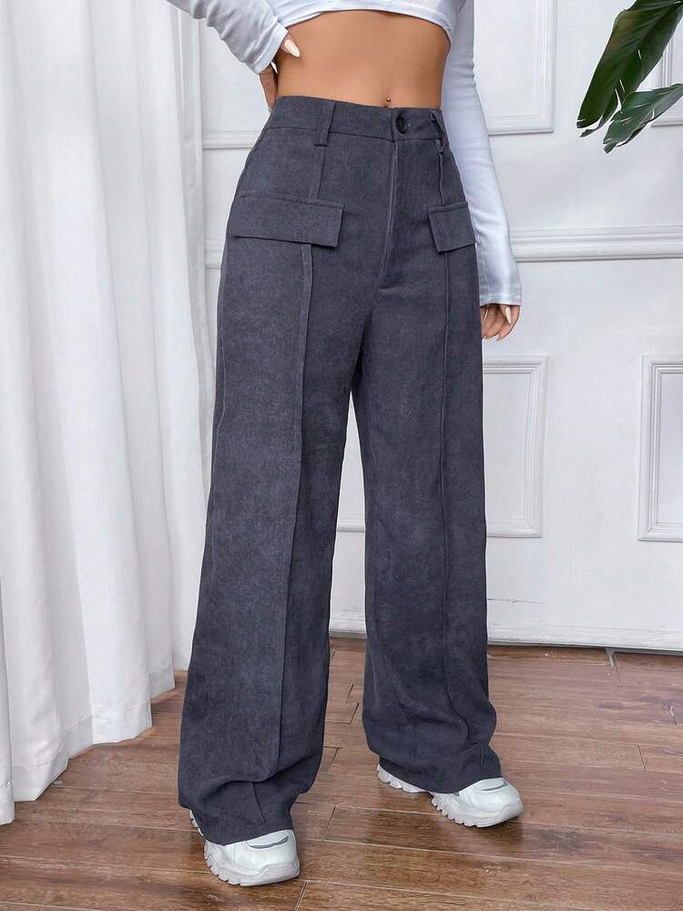 Women's Solid Color Casual Straight Pants