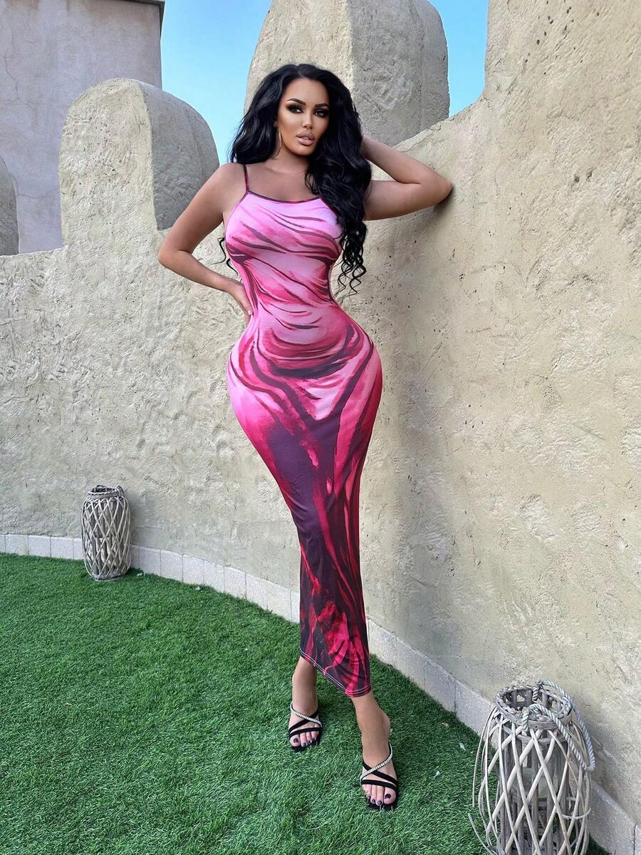 Allurite Vestido Ajustado Ombre Bodycon Cami - Multicolor - Ver 1