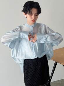 FRIFUL Ladies' Fashionable Spring/Summer Hollow Out Back Shirt,Ruffle