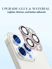 Pink Rhinestone Camera Lens Protector Film For Mobile Phone - Multicolor - View 3
